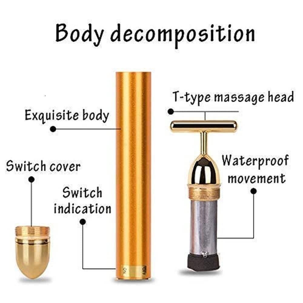 24K Gold Energy Beauty Bar Electric Facial Massage Roller  | FREE DELIVERY